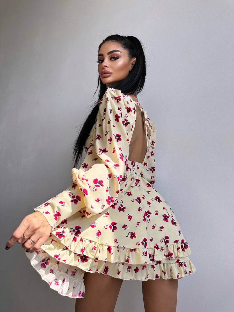 Сукня міні з пишною спідницею та драпіруванням на талії Сукня міні з пишною спідницею та драпіруванням на талії | PUSHKA SHOP