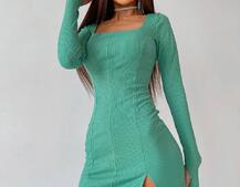 Платье-мини с квадратным вырезом  Платье-мини с квадратным вырезом  | PUSHKA SHOP