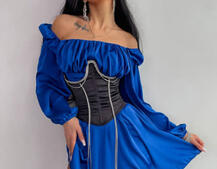 Приталена сукня з шовку  + корсет декорований стразами  Ручна робота  Приталена сукня з шовку  + корсет декорований стразами  Ручна робота  | PUSHKA SHOP