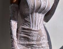 Сукня міні зі шлейфом та рукавичками Сукня міні зі шлейфом та рукавичками | PUSHKA SHOP