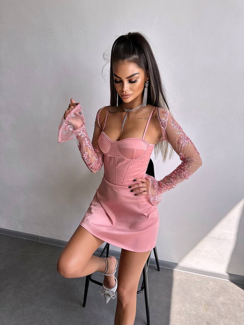 Атласна корсетна сукня-бюстьє + мереживне болеро Атласна корсетна сукня-бюстьє + мереживне болеро | PUSHKA SHOP