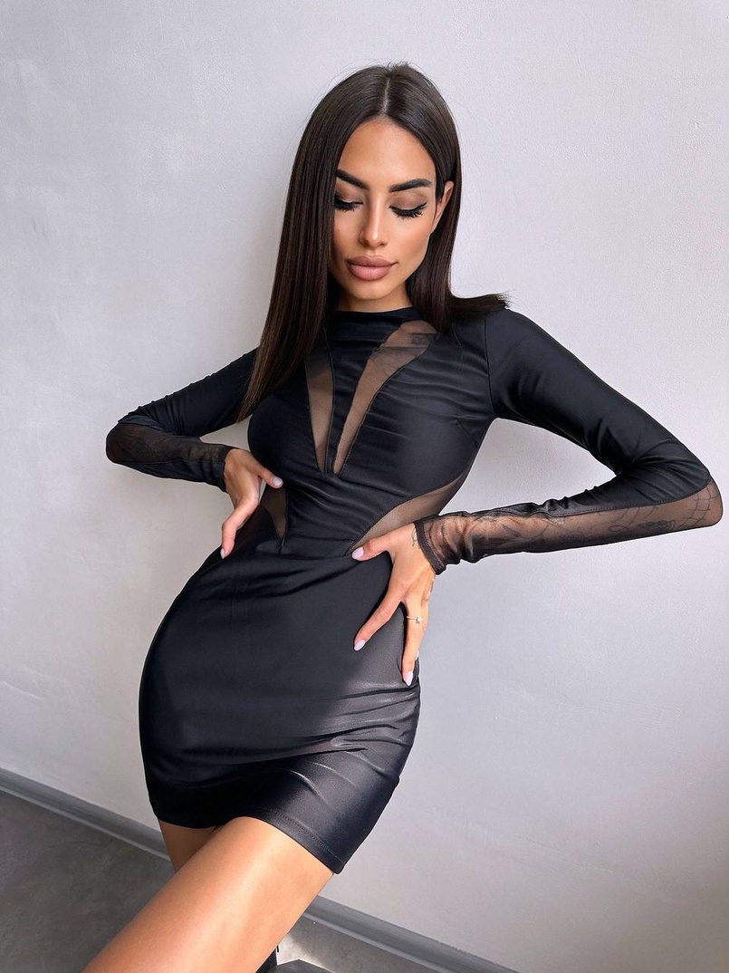 Сукня міні із вставками сітки  Сукня міні із вставками сітки  | PUSHKA SHOP