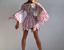 Сукня з асиметричною спідницею та розкльошеними рукавами + корсет  Сукня з асиметричною спідницею та розкльошеними рукавами + корсет  | PUSHKA SHOP