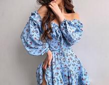 Сукня з квітковим принтом з воланами на ґудзиках  Сукня з квітковим принтом з воланами на ґудзиках  | PUSHKA SHOP