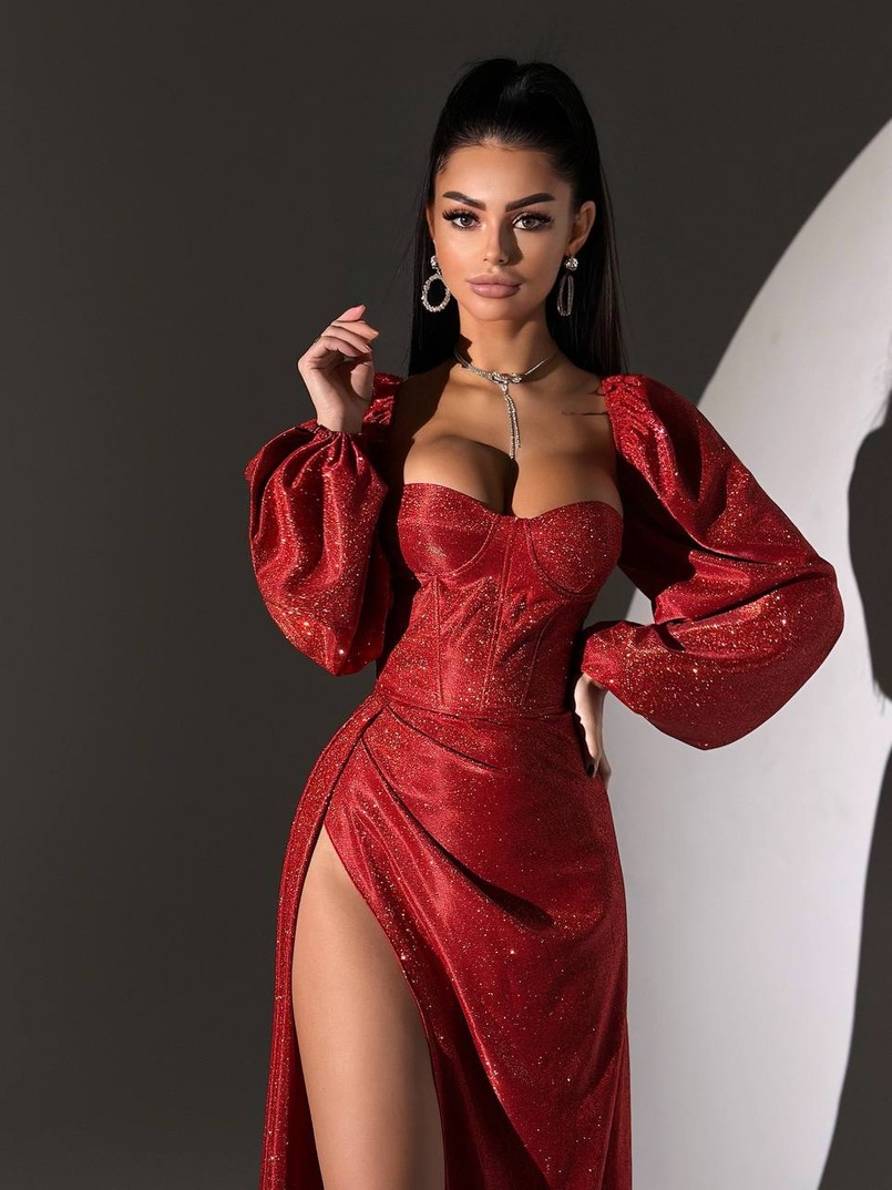 Сяючий комплект: корсет  + спідниця  максі з драпіруванням | PUSHKA SHOP