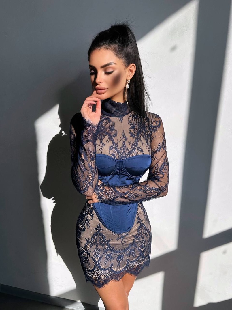 Комплект: мереживна сукня міні + корсет  Комплект: мереживна сукня міні + корсет  | PUSHKA SHOP