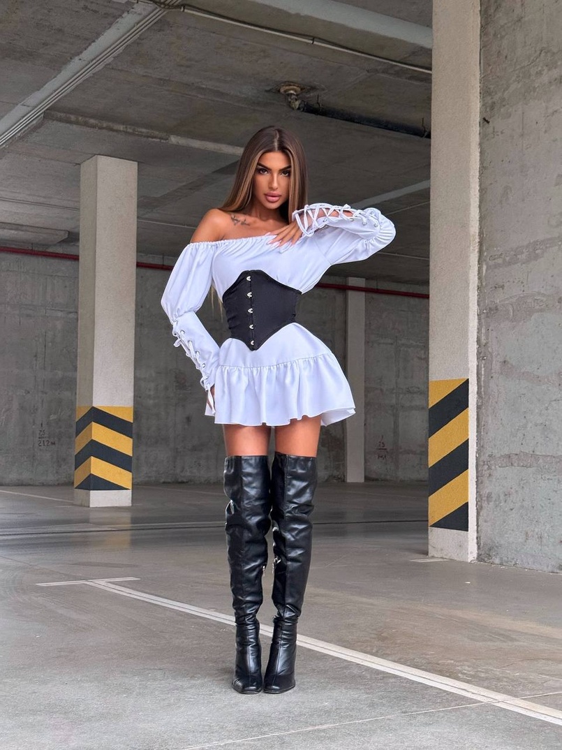 Комплект: Сукня-сорочка + корсет на гачках Комплект: Сукня-сорочка + корсет на гачках | PUSHKA SHOP