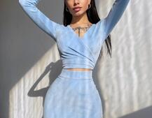 Оксамитовий комплект, декорований бахромою зі страз Оксамитовий комплект, декорований бахромою зі страз | PUSHKA SHOP