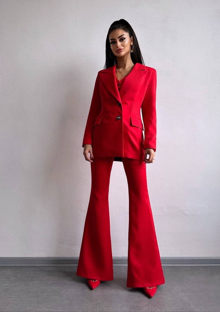 Костюм: піджак на підкладці, штани кльош+ жилет  | PUSHKA SHOP