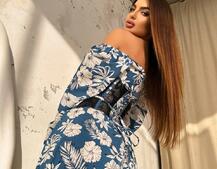 Сукня міді з розрізом в квітковий принт + прозорий корсет  Сукня міді з розрізом в квітковий принт + прозорий корсет  | PUSHKA SHOP