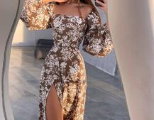 Улюблена сукня-міді зі шнурівкою на спинці та розрізом на ніжці Улюблена сукня-міді зі шнурівкою на спинці та розрізом на ніжці | PUSHKA SHOP