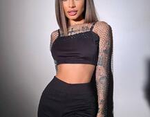 Комплект: топ + штани із сіткою зі стразами  Комплект: топ + штани із сіткою зі стразами  | PUSHKA SHOP