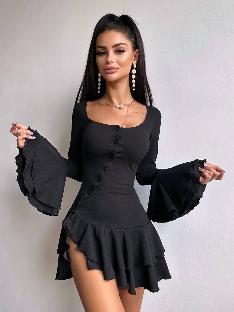 Сукня з з воланами на ґудзиках  Сукня з з воланами на ґудзиках  | PUSHKA SHOP