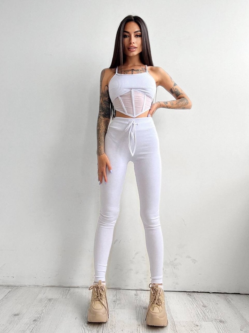 Трикотажный комплект: корсетный топ на косточках + леггинсы Трикотажный комплект: корсетный топ на косточках + леггинсы | PUSHKA SHOP