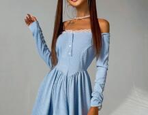 Трикотажное платье, декорированное кружевом   Трикотажное платье, декорированное кружевом   | PUSHKA SHOP