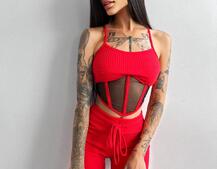 Трикотажный комплект: корсетный топ на косточках + леггинсы Трикотажный комплект: корсетный топ на косточках + леггинсы | PUSHKA SHOP