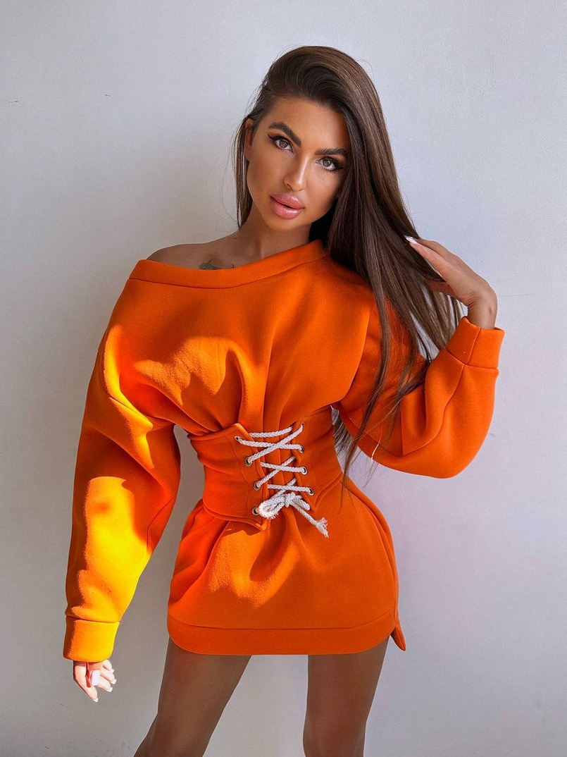 Тепле затишне худі over-size на флісі + корсет на шнурівці Можна носити з корсетом та без | PUSHKA SHOP