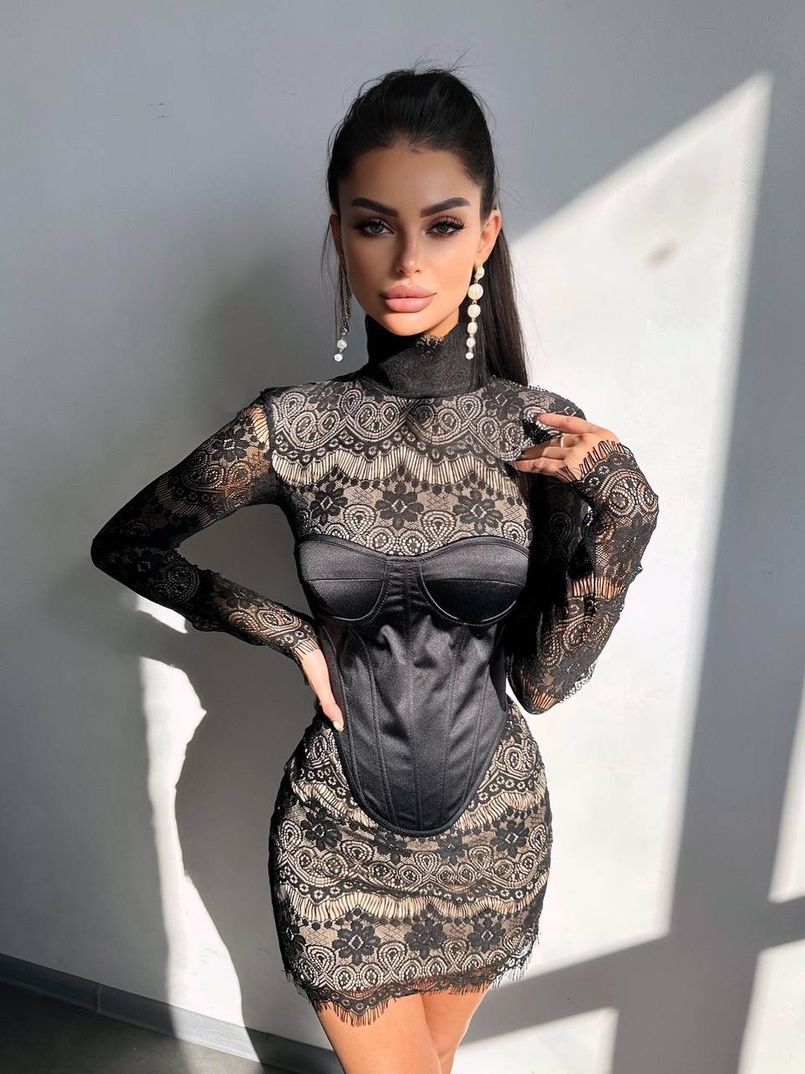 Комплект: мереживна сукня міні + корсет  Комплект: мереживна сукня міні + корсет  | PUSHKA SHOP