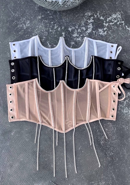 Корсет на кісточках зі шнурівкою, декорований стразами Ручна робота! Корсет на кісточках зі шнурівкою, декорований стразами Ручна робота! | PUSHKA SHOP