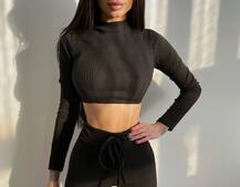 Трикотажный комплект: топ со шнуровкой на спинке + леггинсы  Трикотажный комплект: топ со шнуровкой на спинке + леггинсы  | PUSHKA SHOP