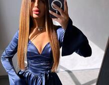 Атласна корсетна сукня  з пишною спідницею та зав‘язками на талії | PUSHKA SHOP