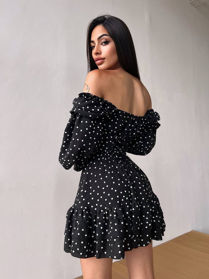 Сукня в горошок на ґудзиках з воланами  Сукня в горошок на ґудзиках з воланами  | PUSHKA SHOP