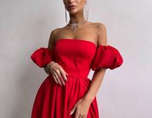 Сукня максі  з розрізом на спідниці та об’ємними рукавами  Сукня максі  з розрізом на спідниці та об’ємними рукавами  | PUSHKA SHOP