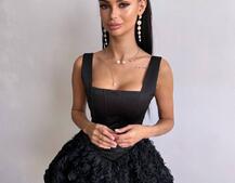 Розкішна сукня міні з пишною спідницею з 3D-троянд  | PUSHKA SHOP