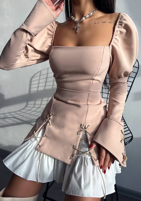 Сукня з об'ємними рукавами + спідниця з воланами | PUSHKA SHOP