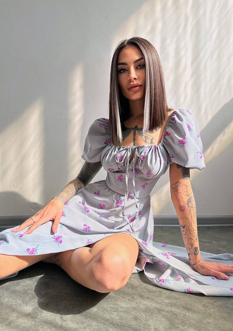 Сукня- міді  з квітковим принтом | PUSHKA SHOP