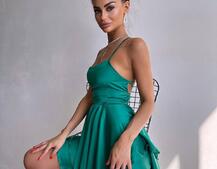 Шовкова сукня  з пишною спідницею та шнурівкою   | PUSHKA SHOP