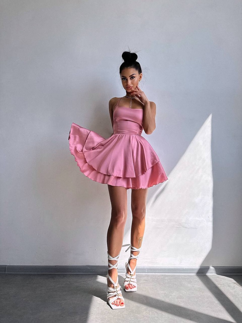 Шовкова сукня  з пишною спідницею та шнурівкою   | PUSHKA SHOP