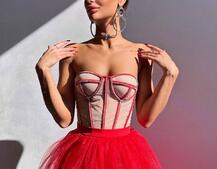 Комплект: корсет бюстьє декорований стразами + пишна спідниця максі  Ручна робота  Комплект: корсет бюстьє декорований стразами + пишна спідниця максі  Ручна робота  | PUSHKA SHOP