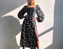 Улюблена сукня-міді зі шнурівкою на спинці та розрізом на ніжці Улюблена сукня-міді зі шнурівкою на спинці та розрізом на ніжці | PUSHKA SHOP