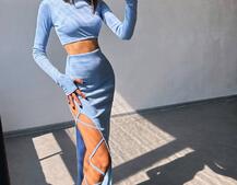 Комплект: топ + спідниця із зав‘язками на ніжку  Комплект: топ + спідниця із зав‘язками на ніжку  | PUSHKA SHOP