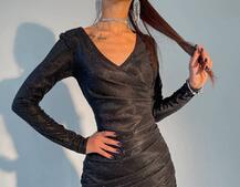 Блестящее платье со сборкой  Блестящее платье со сборкой  | PUSHKA SHOP