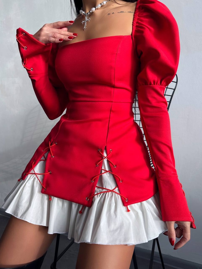 Сукня з об'ємними рукавами + спідниця з воланами | PUSHKA SHOP