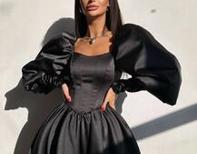 Сукня з обʼємними рукавами та спідницею балоном  Сукня з обʼємними рукавами та спідницею балоном  | PUSHKA SHOP