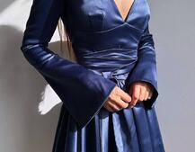 Атласна корсетна сукня  з пишною спідницею та зав‘язками на талії | PUSHKA SHOP