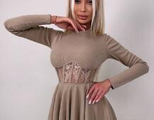 Трикотажна корсетна сукня з мереживом та пишною спідницею  Трикотажна корсетна сукня з мереживом та пишною спідницею  | PUSHKA SHOP