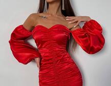 Атласна сукня з драпіруванням Атласна сукня з драпіруванням | PUSHKA SHOP