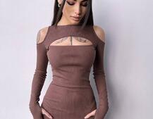 Трикотажне плаття по фігурі зі шнурівкою на ніжці Трикотажне плаття по фігурі зі шнурівкою на ніжці | PUSHKA SHOP