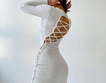 Трикотажное платье по фигуре  со шнуровкой  Трикотажное платье по фигуре  со шнуровкой  | PUSHKA SHOP