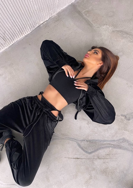 Велюровий комплект: кофта з корсетними елементами + джогери з імітацією трусиків | PUSHKA SHOP