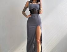 Сукня-міді  з елементами корсету   | PUSHKA SHOP