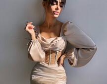 Комплект: корсет, декорований стразами + спідниця міні з драпіруванням   Ручна робота  Комплект: корсет, декорований стразами + спідниця міні з драпіруванням   Ручна робота  | PUSHKA SHOP