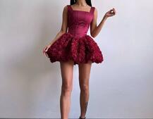 Розкішна сукня міні з пишною спідницею з 3D-троянд  | PUSHKA SHOP