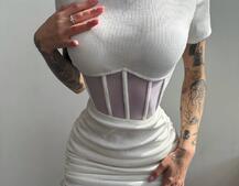 Сукня-міні  з елементами корсету  Довжину спідниці можна регулювати  | PUSHKA SHOP