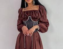 Приталена сукня з шовку  + корсет декорований стразами  Ручна робота  Приталена сукня з шовку  + корсет декорований стразами  Ручна робота  | PUSHKA SHOP