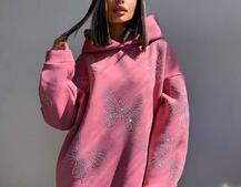 Трендове худі over size із сяючими стразами  | PUSHKA SHOP